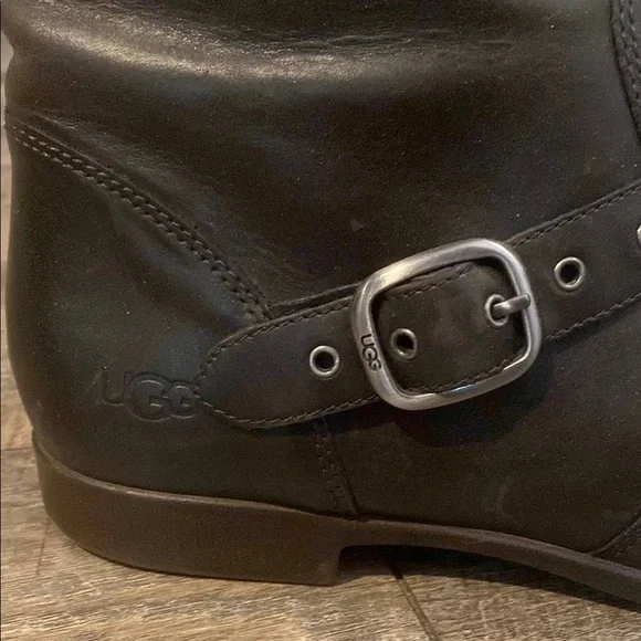 UGG Brown Leather MOTO Boots with Buckle Straps - Picture 7 of 16